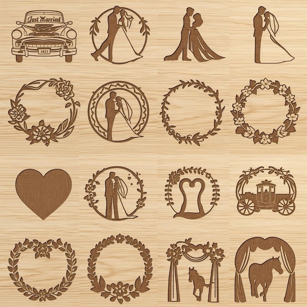 Wedding Couple Story Laser Cut SVG Bundle | Just Married Love Scenes | Bride & Groom Silhouette | Wedding Decor & Cake Topper Files | Cricut Glowforge CNC - Image 2