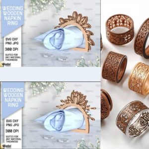 Wedding Napkin Rings Laser-Cut Bundle | CNC Ready