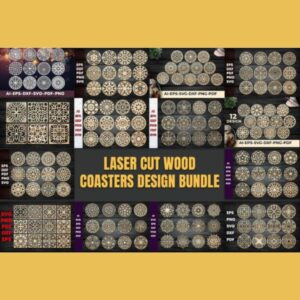 Laser Cut Wood Coasters Design Bundle | Mandala & Geometric Patterns | SVG DXF AI EPS PDF PNG