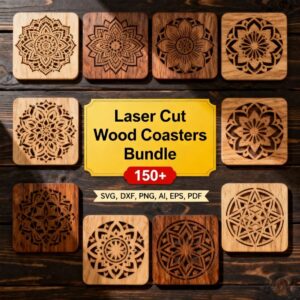 🪵✨ Laser Cut Wood Coasters Design Bundle | 150+ Intricate Patterns | Mandala, Floral & Geometric SVG Files