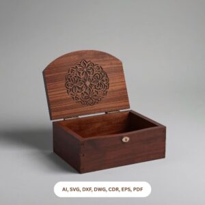 Elegant Laser Cut Wooden Keepsake Box | Curved Lid with Floral Pattern SVG | Jewelry & Gift Box File | Glowforge Ready