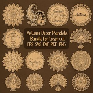 π Autumn Mandala Laser Engraving SVG Bundle | Fall Layered Design