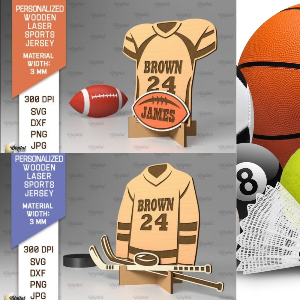 3D Sports Jersey Sign SVG Bundle | Laser Cut Files for CNC, Glowforge & Cricut - Image 4