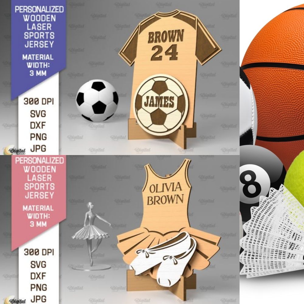 3D Sports Jersey Sign SVG Bundle | Laser Cut Files for CNC, Glowforge & Cricut - Image 3