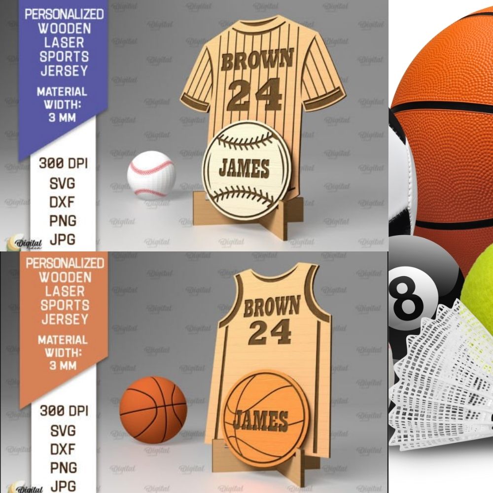 3D Sports Jersey Sign SVG Bundle | Laser Cut Files for CNC, Glowforge & Cricut - Image 2