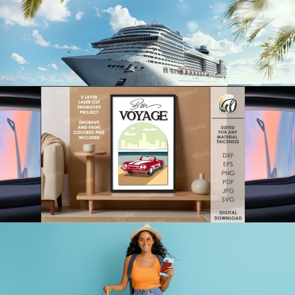 3D Summer Wall Art – Laser Cut SVG, DXF, EPS, PDF, JPEG & PNG Files